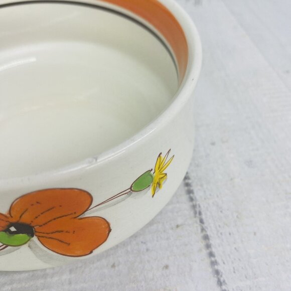 Mancer Italy ORANGE YELLOW FLORAL Hand Paint Stackable Ceramic Bowl Set 3 Flaw - Picture 14 of 16